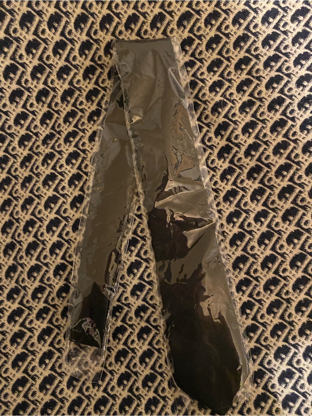 Black Monogram Silk Tie — Subtle Signature Pattern - Picture 2 of 8